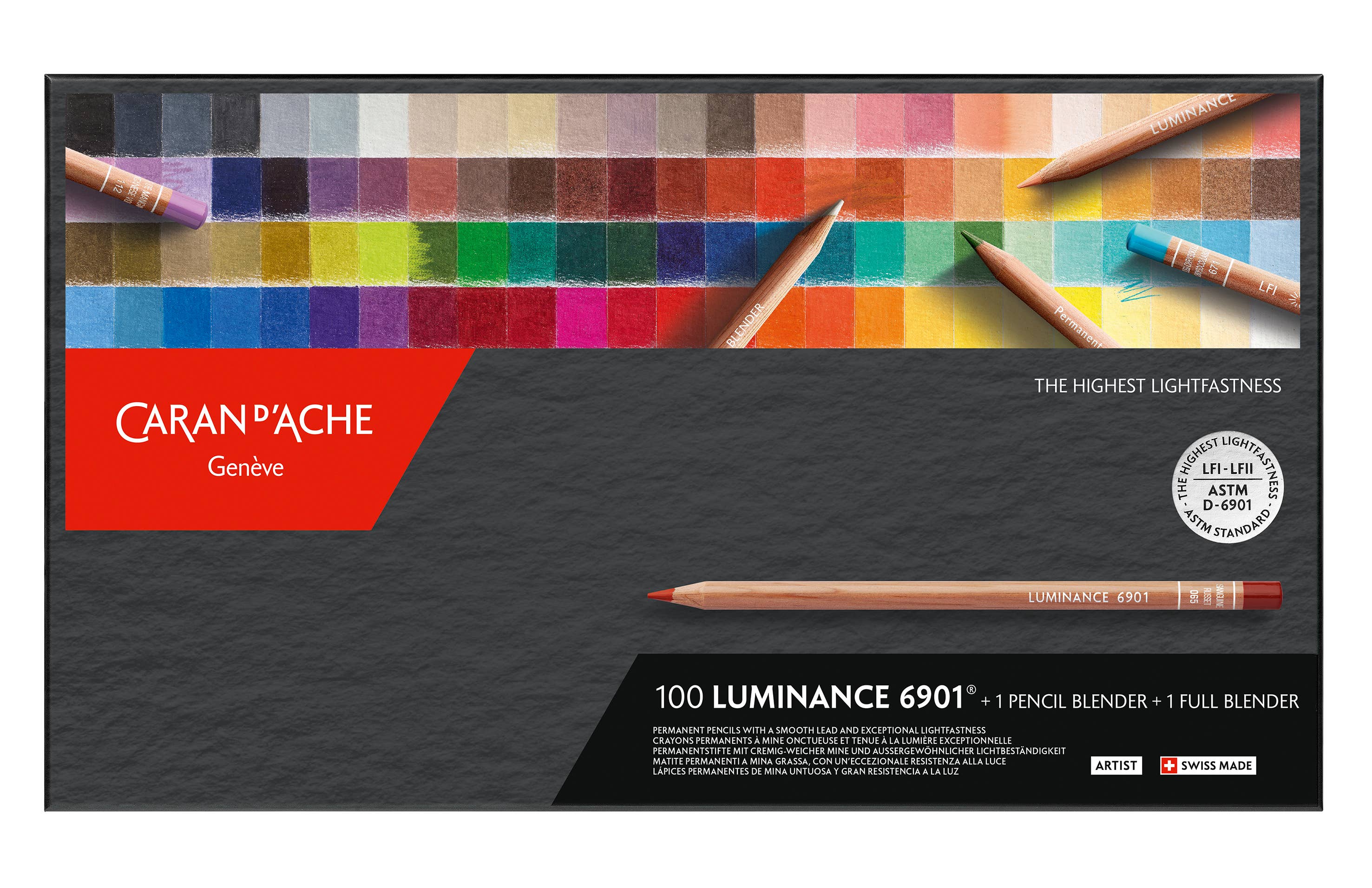 Caran d'Ache - Vente Crayons de couleur - Ensemble de 100 crayons de couleur LUMINANCE™ + estompes1