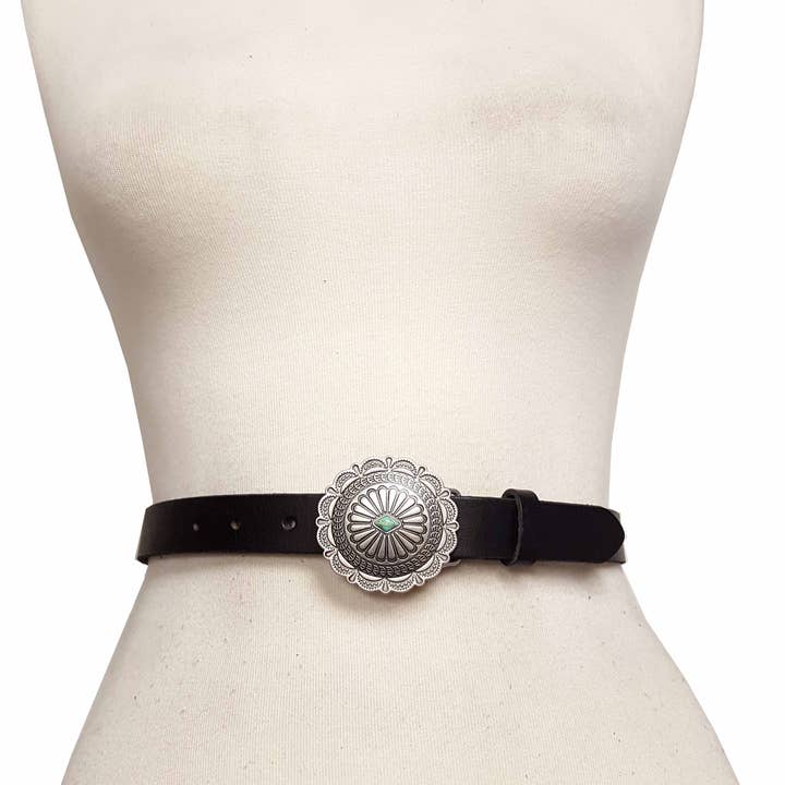 Axesoria West - Venta al por mayor Cinturón - Mujer - Cinturón delgado de cuero genuino con hebilla de estilo occidental3