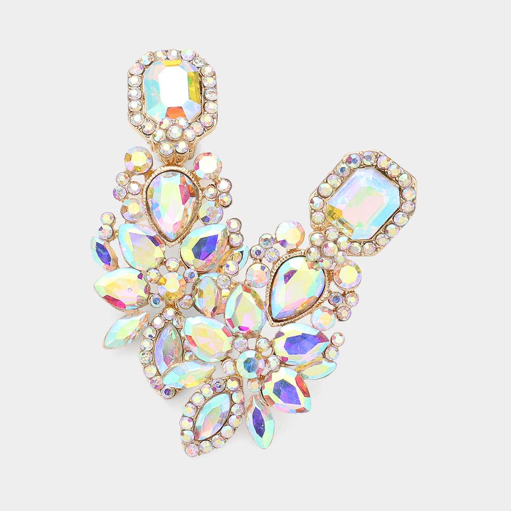 Sensibling Corp. - Vendita all'ingrosso Orecchini a clip - Orecchini a clip da sera con pietra quadrata a marchesa appuntita5