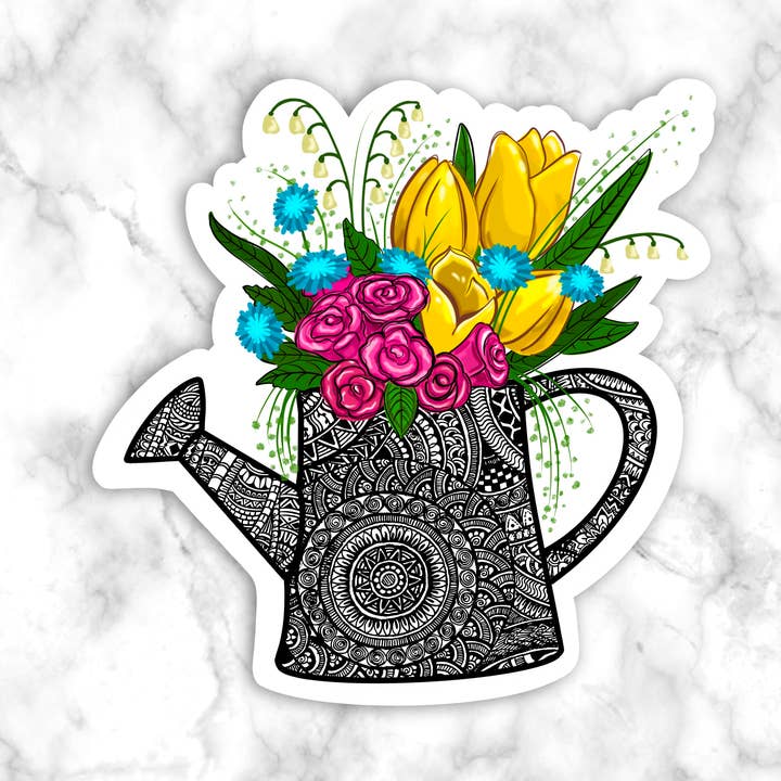 Aufkleber für Gießkanne mit Blumenmuster und Gießkanne für den Großhandel von GatikaChicShop