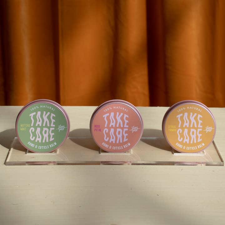 Glam & Grace - Wholesale Retailer Display - Beauty & Wellness - Display Stand - Take Care Hand Cuticle Balm - Simple Acrylic