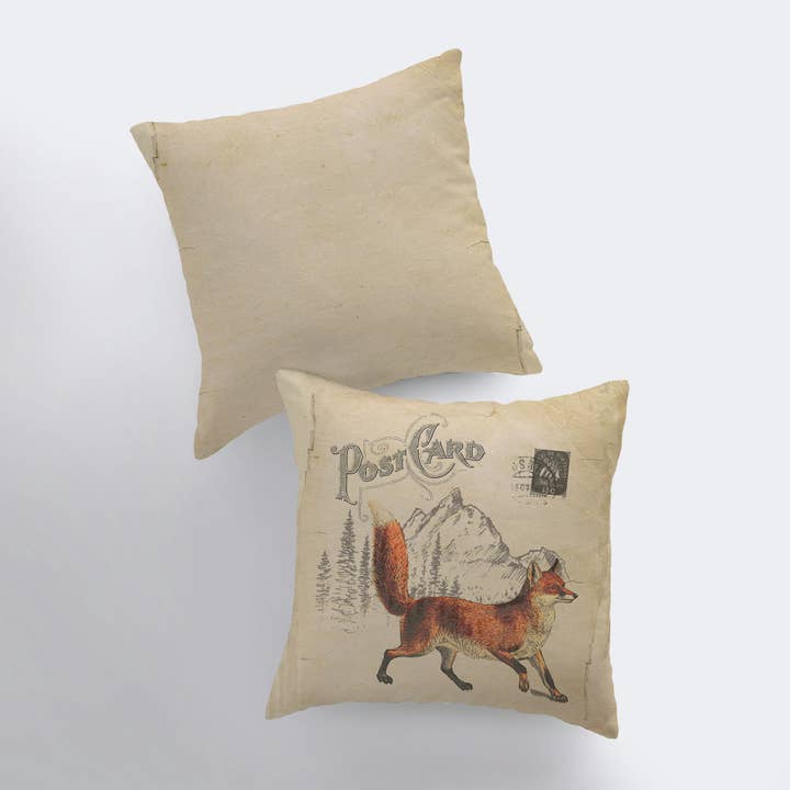 UniikPillows - Wholesale Throw Pillow Cover - Fox Postcard | Pillow Cover | Postcard Pillow | Farmhouse Decor | Home Decor | Animals | Cute Animals | Watercolor Animals | Wild Animals3