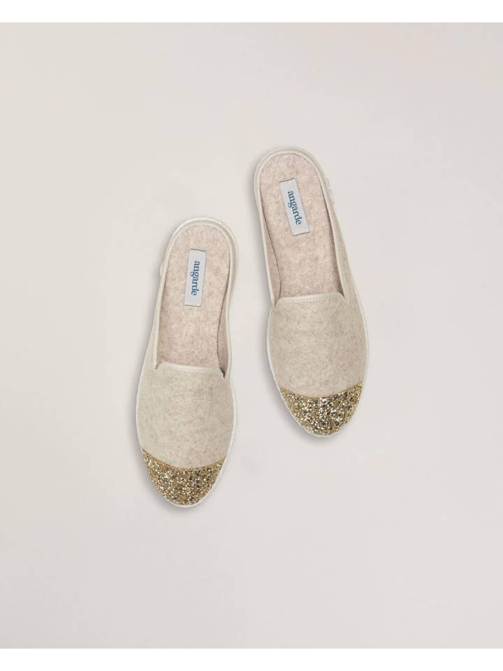 Angarde - Wholesale Mules - Women's - Women's wool mule, beige sequins3