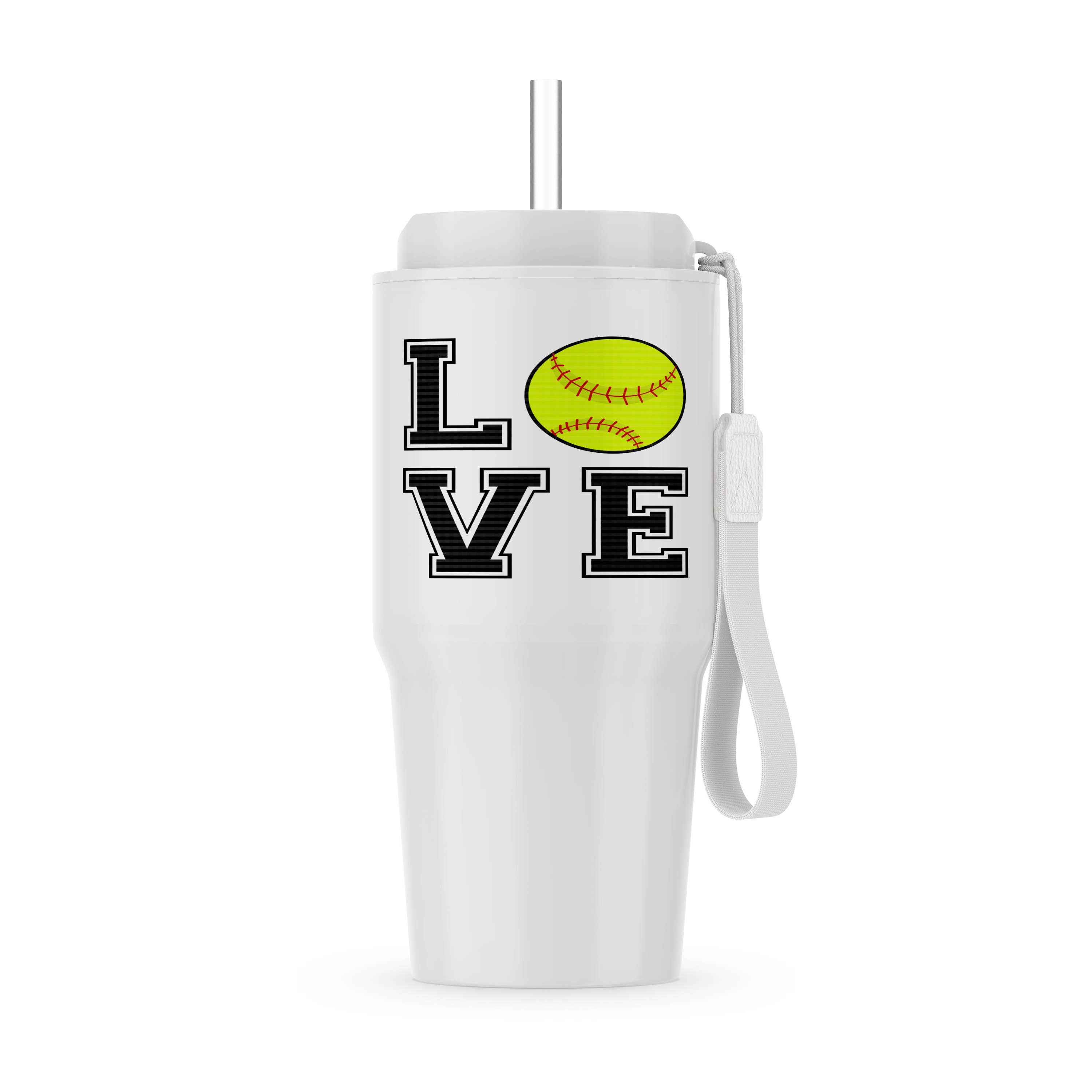 3dRose - Wholesale Insulated Mug/Tumbler - 3dRose, Print of Love Softball, Tumbler0