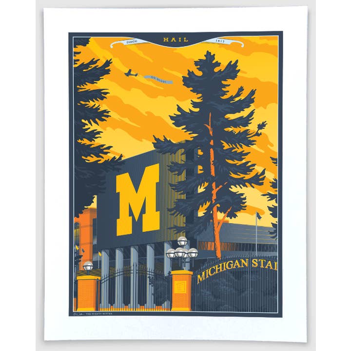 The Mighty Mitten - Wholesale Art Print - Michigan Stadium - Michigan Travel Art Print