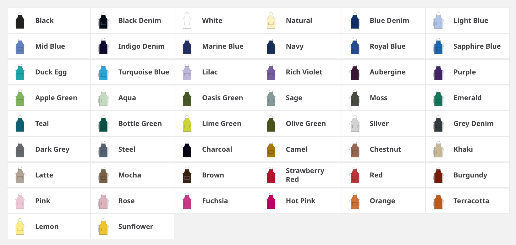 Storms Style - Vente Tabliers - Tablier personnalisé avec poche - 50 couleurs1