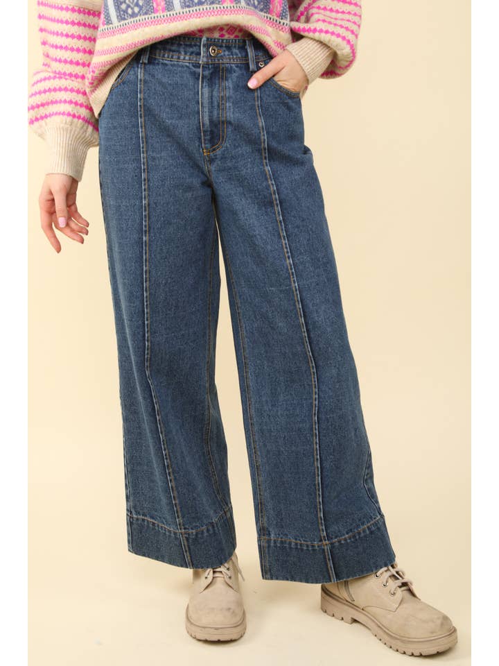 VERY J - Wholesale Jeans - Women's - NP70578-Wide Leg Denim Jean Pants