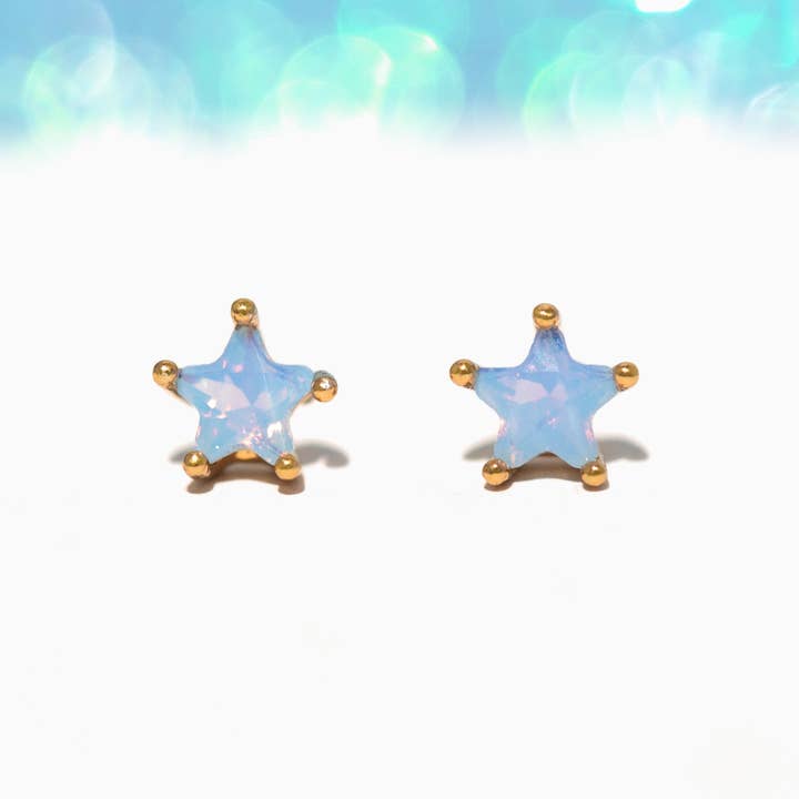Milky Blue Star Studs for wholesale by Girls Crew