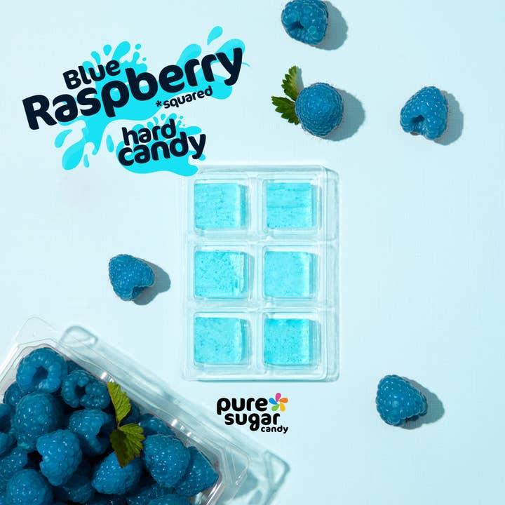 Blue Raspberry Hard Candy Squared for wholesale by Pure Sugar Candy