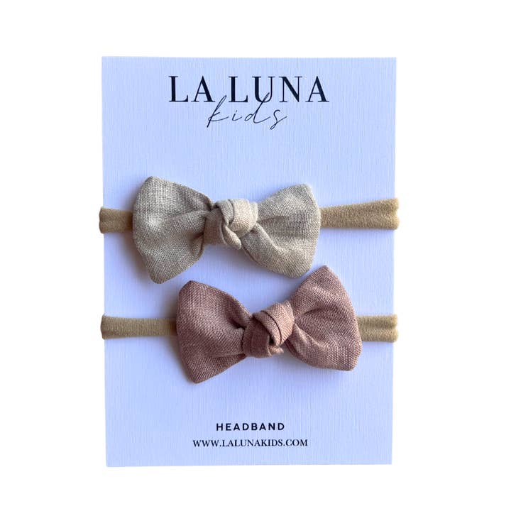 La Luna Kids - Wholesale Fashion Headband - Baby - Lily 2 Pack Bow Tie Headband