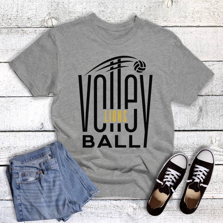 Custom Volleyball Cutout Mascot Graphic Tee for wholesale by Dust and Roots