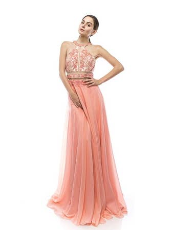 Chicas - Vente Robe – femme - Robe longue en mousseline à parties transparentes. VERSION 6008