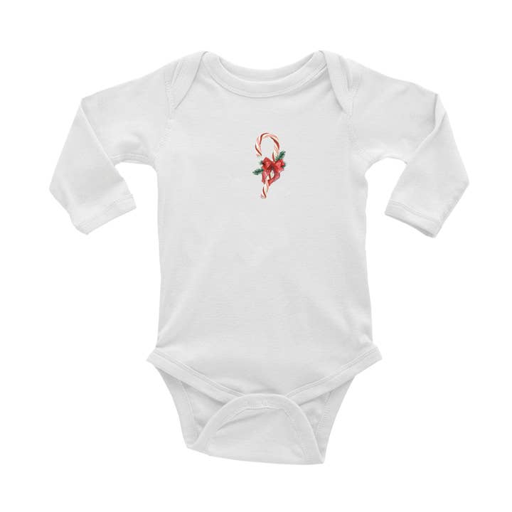 bengala de doces com laço e mangas compridas para bebé snap por atacado de Tina Labadini Designs