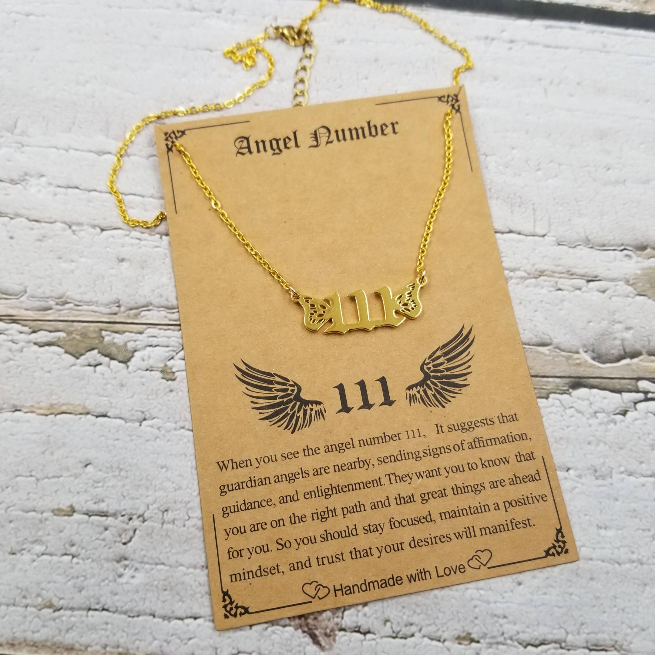 Treasure Wholesale – Colar pingente/pendente por atacado – Colar de Bênção com Número de Asas de Anjo0