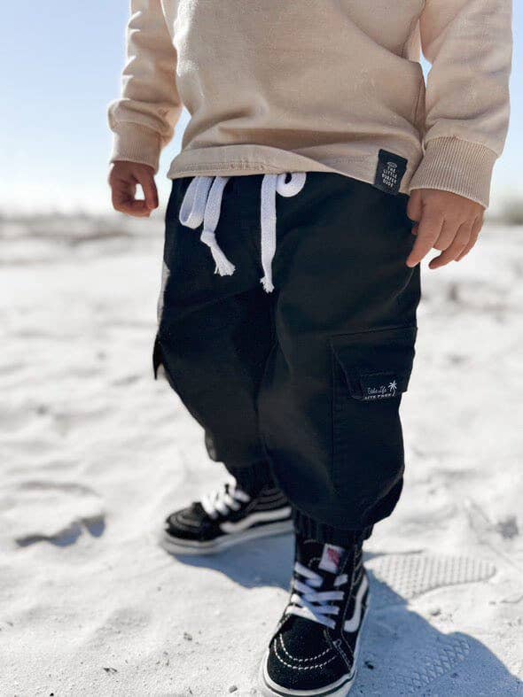 Black Cargo Jogger Pants for wholesale by Tuck & Char Co.