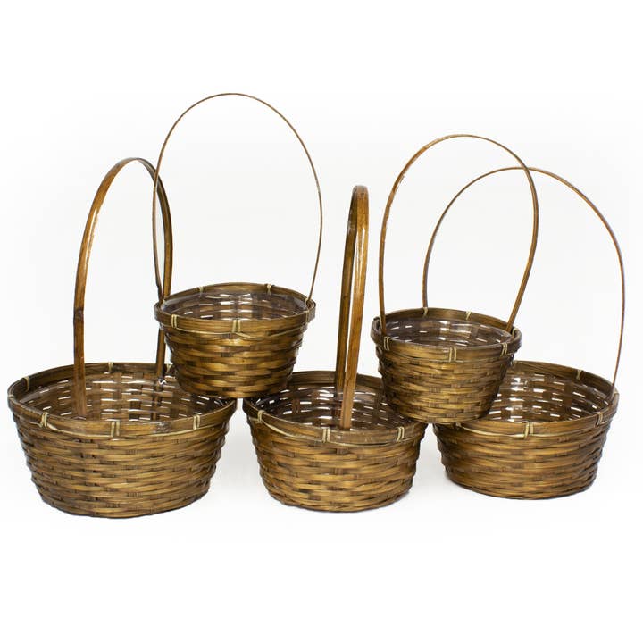 Jacobson - Wholesale Basket - Dark Stain Round Basket - Set of 5