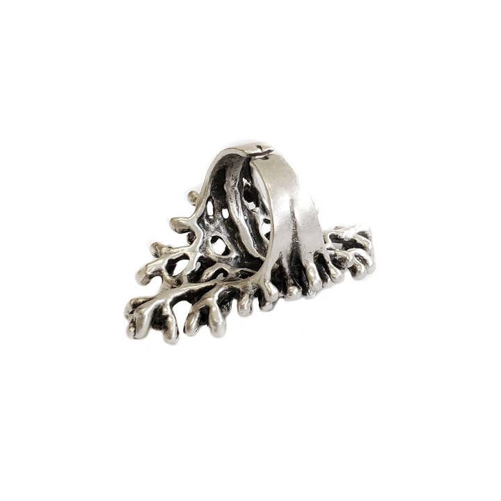Chanour - Wholesale Cocktail/Statement Ring - Handmade Spiky Brass Ring In Silver Plated - ZRC-0322
