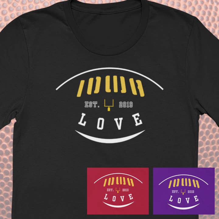 "IOWA Love" Football Tee in Team Colors for wholesale by Wear.Love State T-Shirts