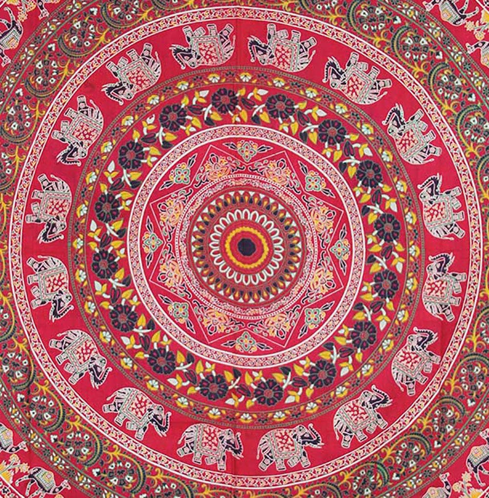 Lungta Imports - Wholesale Tapestry/Textile - Elephant Mandala Tapestry Wall Decor Beach Throw 80”X50”2