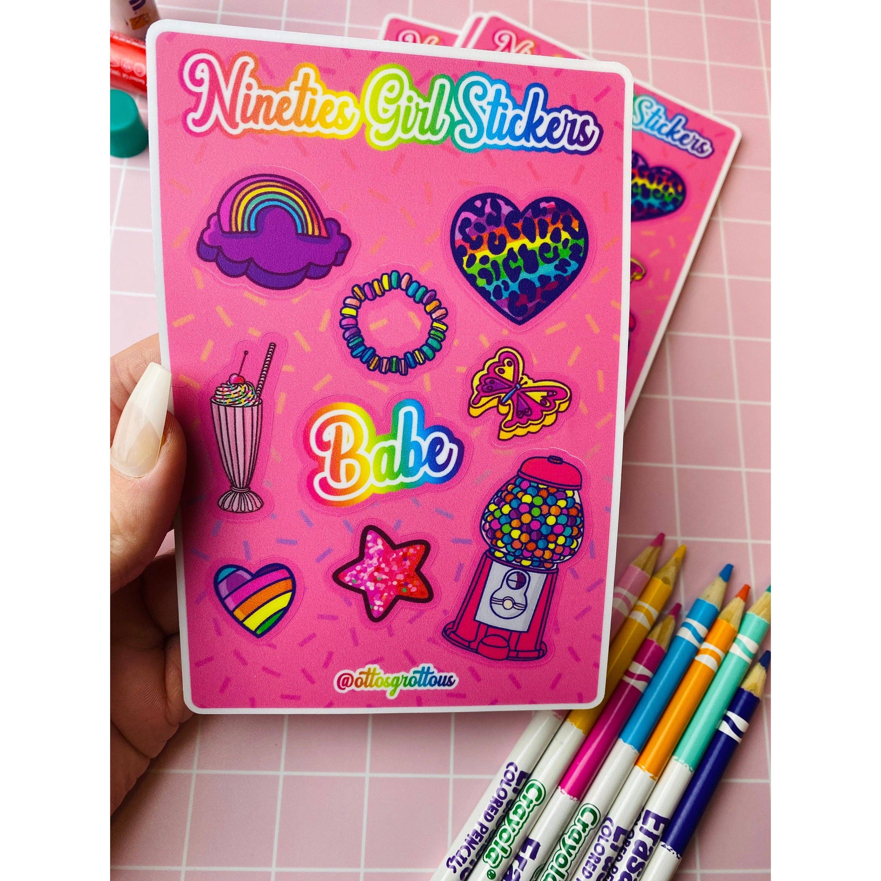 Otto's Grotto - Wholesale Sticker - 90s Retro Sticker Sheet - Nineties Girl Sticker Sheet1