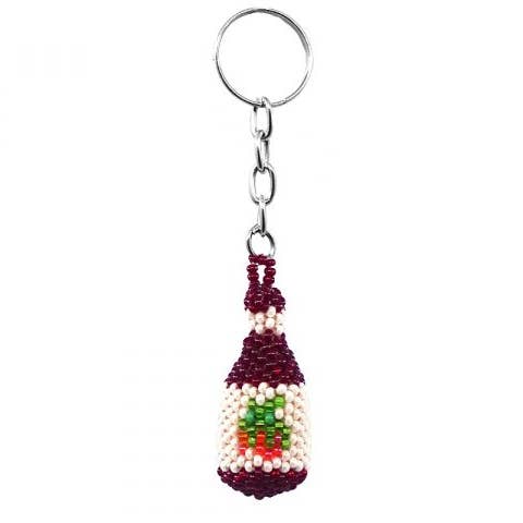 Pichincha - Wholesale Keychain - Women's - Beaded Wine Bottle Seed Bead Figurine Keychain