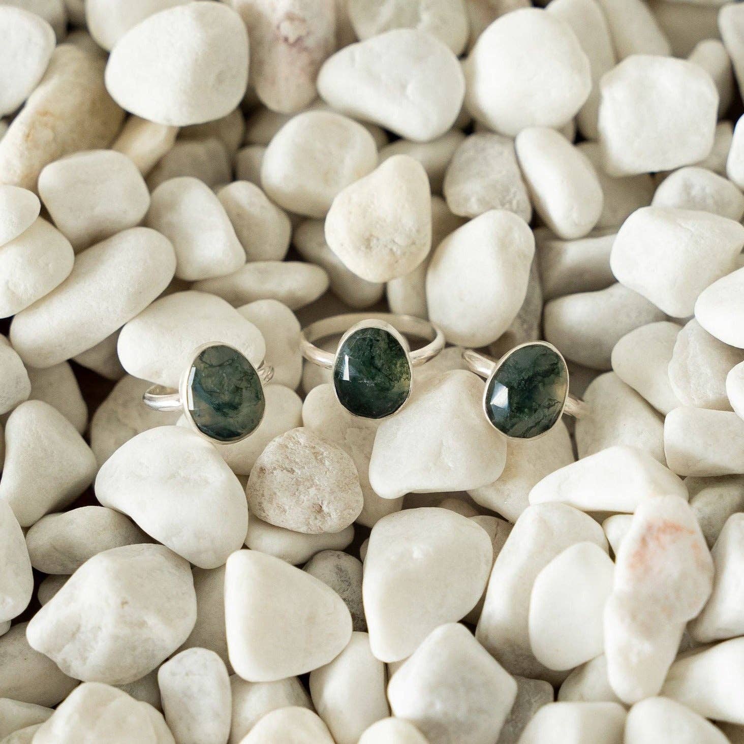 Indie Rae - Wholesale Single Stone/Solitaire Ring - Moss Agate Rings - Multiple Sizes3