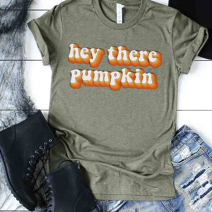 Camiseta estampada retro Hey There Pumpkin PLUS para venta al por mayor de Kissed Apparel