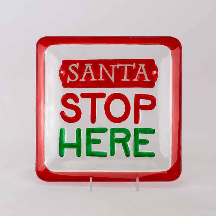 Santa Stop Her Glas Fad Klar/Rød/Grøn 10x10x1 for engroshandel hos The Royal Standard