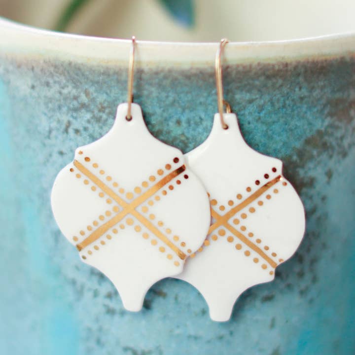 moroccan tile earrings for wholesale by Remnant Studios