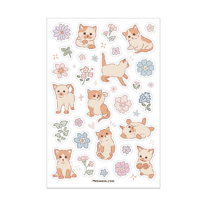 Spring Cat Vinyl klistermærkeark for engroshandel hos Meowashi Studio