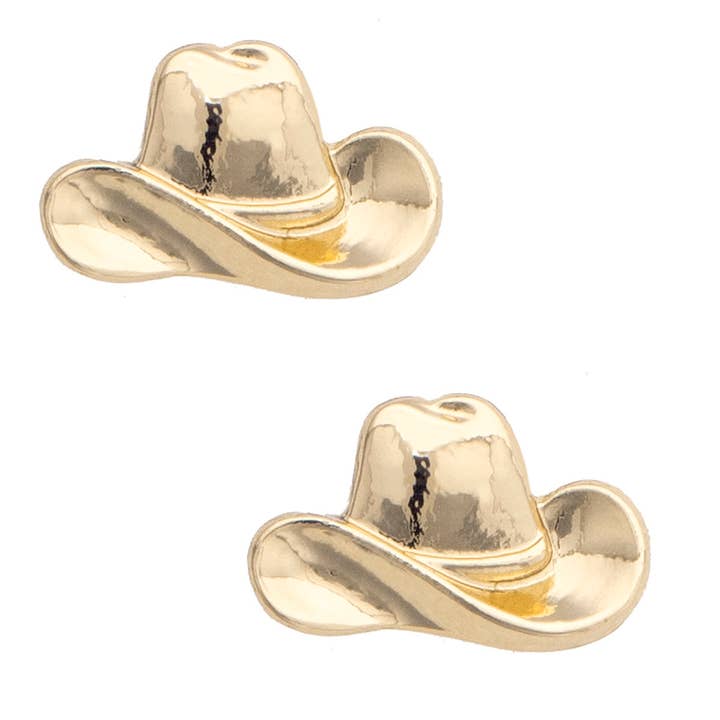 Gallon Cowboyhut Ohrstecker in glänzendem Gold für den Großhandel von Canvas Style