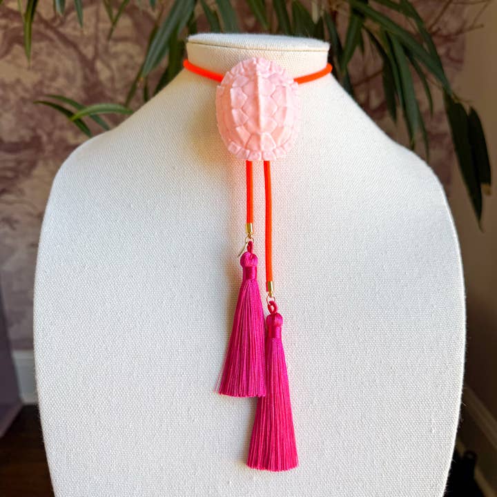Tartaruga Bolo Rosa Blush com Laranja Néon e Fúcsia por atacado de Rahya Jewelry Design
