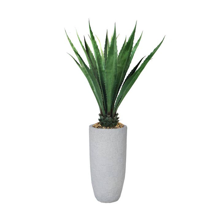 62,3 „kunstmatige agave in een hoge beige geruite plantenbak voor wholesale door Vintage Home