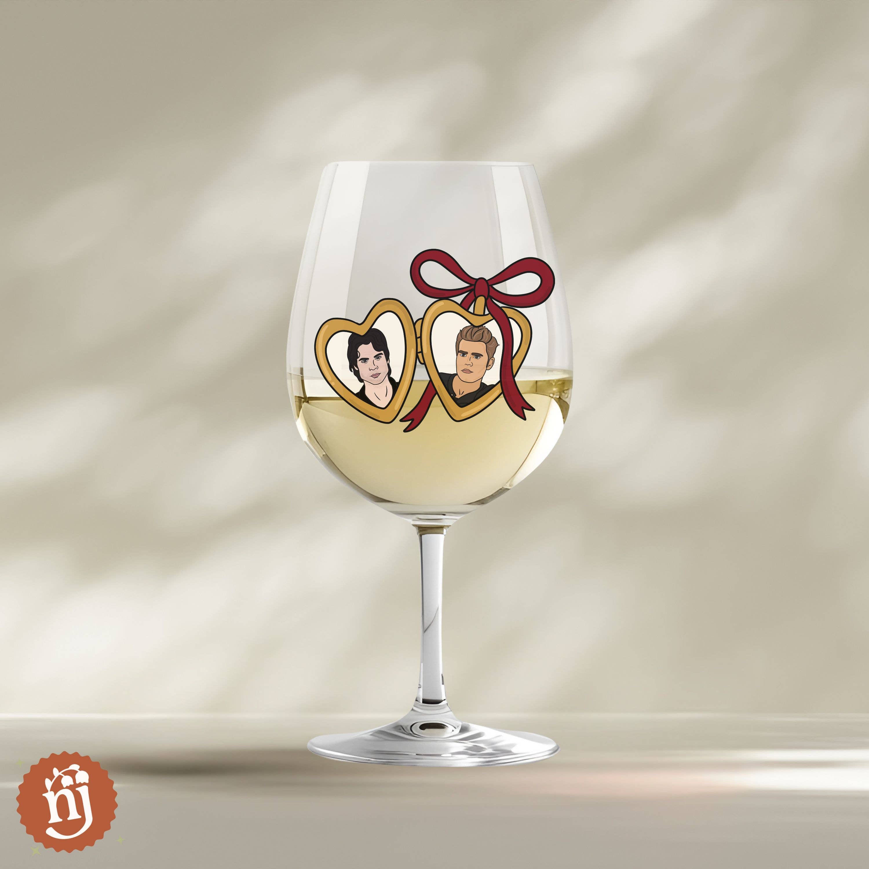 Nearly June Design Co - Wholesale Wine Glass - The Vampire Diaries Salvatore Brothers Locket Wine Glass2