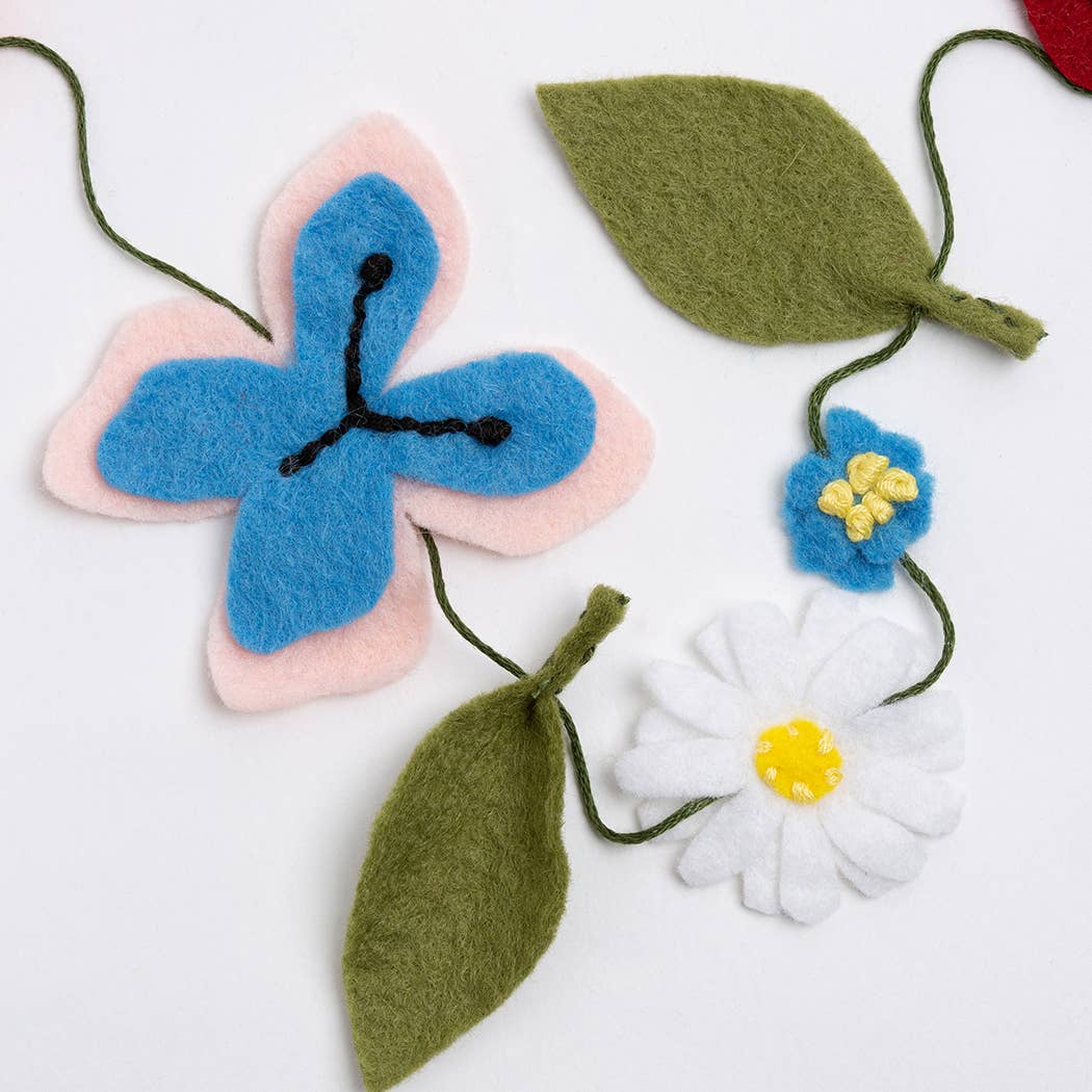 Wool Couture Company – Kit de artesanato DIY por atacado – Kit de artesanato de feltro para iniciantes Wildflower Garland6