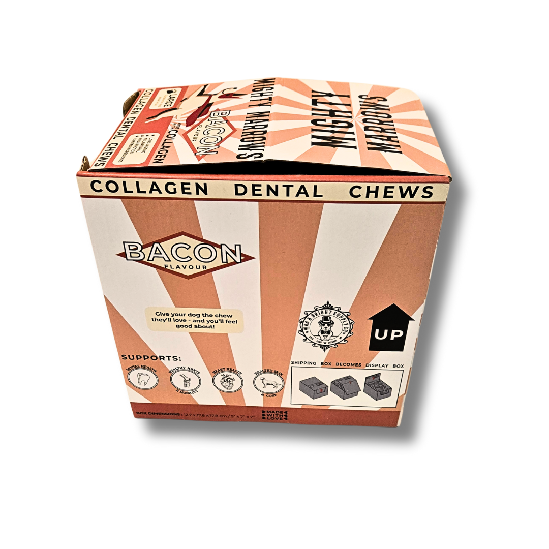 Wag & Bright Supply Co. - Vente Os à mâcher – chien - Mighty Marrows Collagen Dental Chew - Bœuf Spiruline - SM/LG12