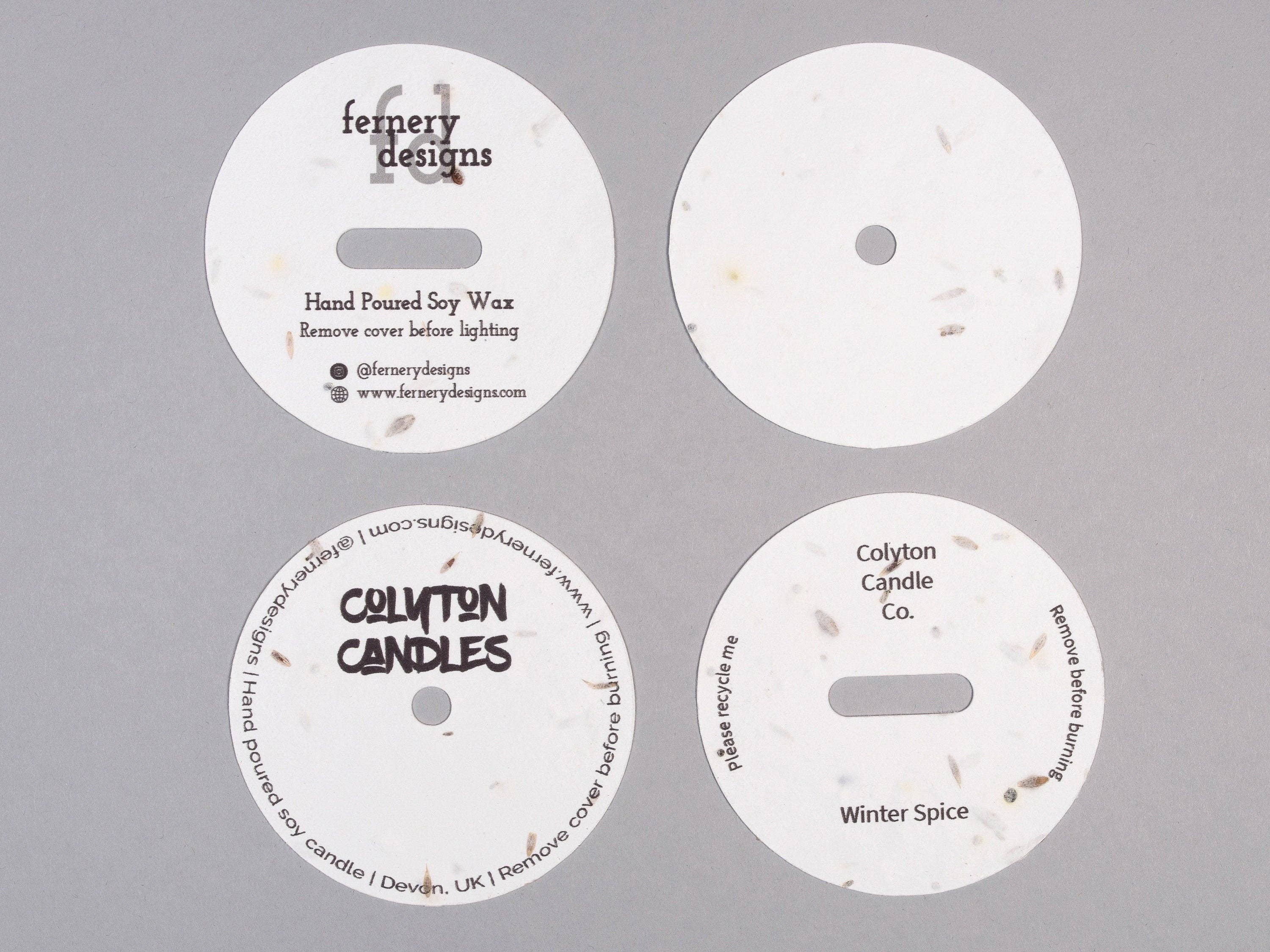 Fernery Designs – Engroshandel Lyseholder – Custom Printed Seed Candle Dust Covers, UK wildflower frø, 280gsm9