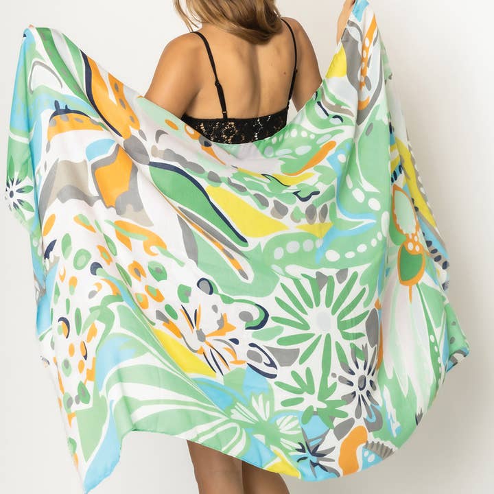 Fashion City - Wholesale Scarf - Women's - Tropical Floral Print Scarf