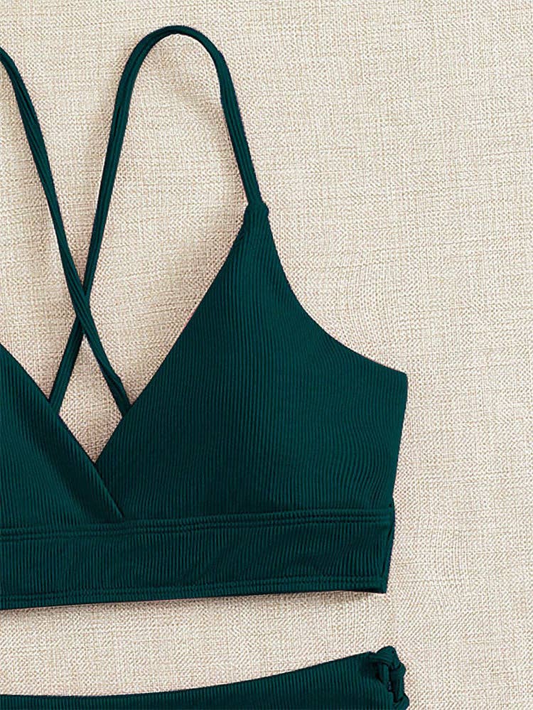 Sweetkama - Wholesale Two Piece Swimsuit - Women's - Ladies Solid Color Shoulder String Tie Bikini Set RFD-96846