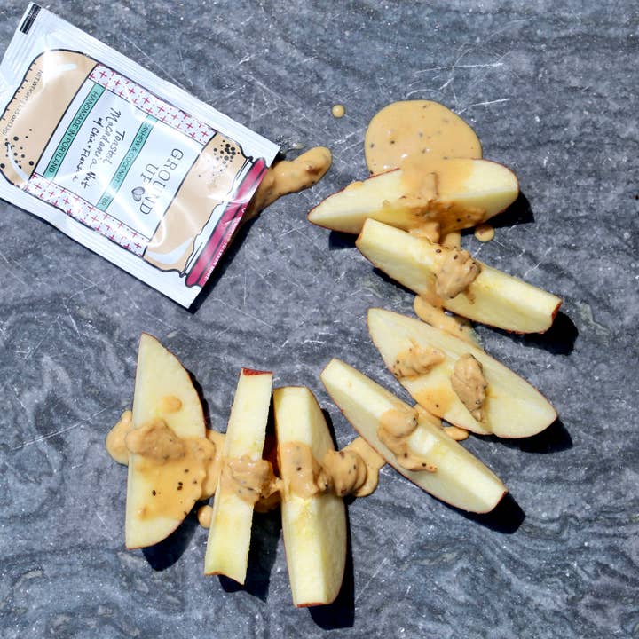 Ground Up PDX - Wholesale Nut Butter - Toasted Macadamia Nut Squeeze Packs (Caddy of 10)