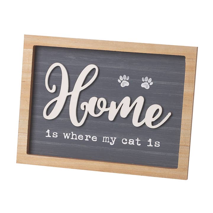 Home Is Where My Cat Is Wooden Sign for wholesale by Heaven Sends