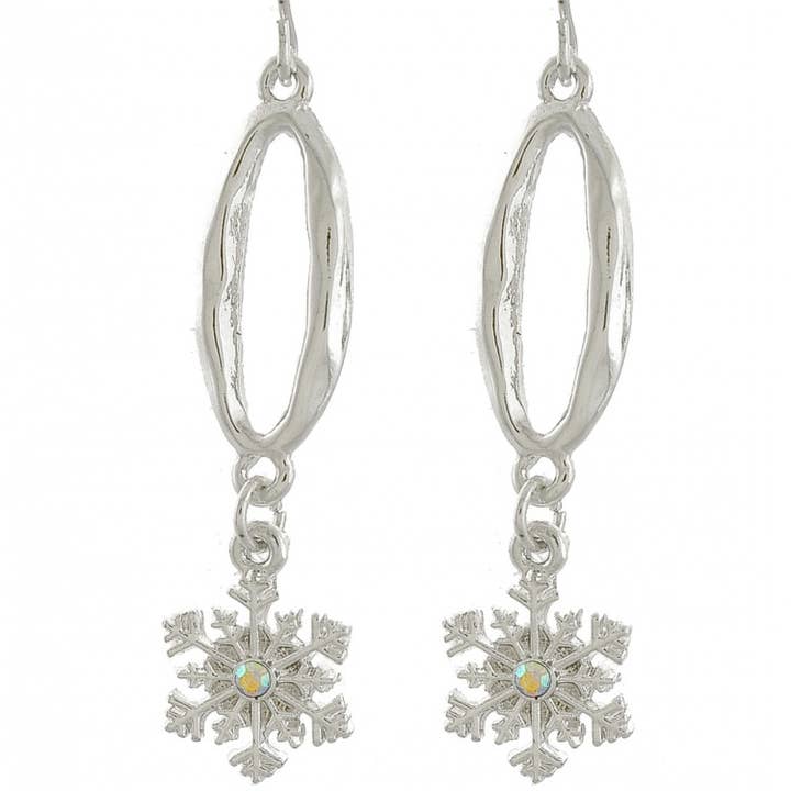 FR4241 Snowflake Christmas Oval Ring Dangle Earrings for wholesale by 0011 PREMIERE