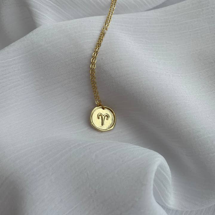 ShopCins - Wholesale Pendant/Charm Necklace - Aries 18K Gold Plated Horoscope Necklace| Medallion | Astrology | Birth Month | Gold Necklace | Zodiac Necklace | Birthday Month