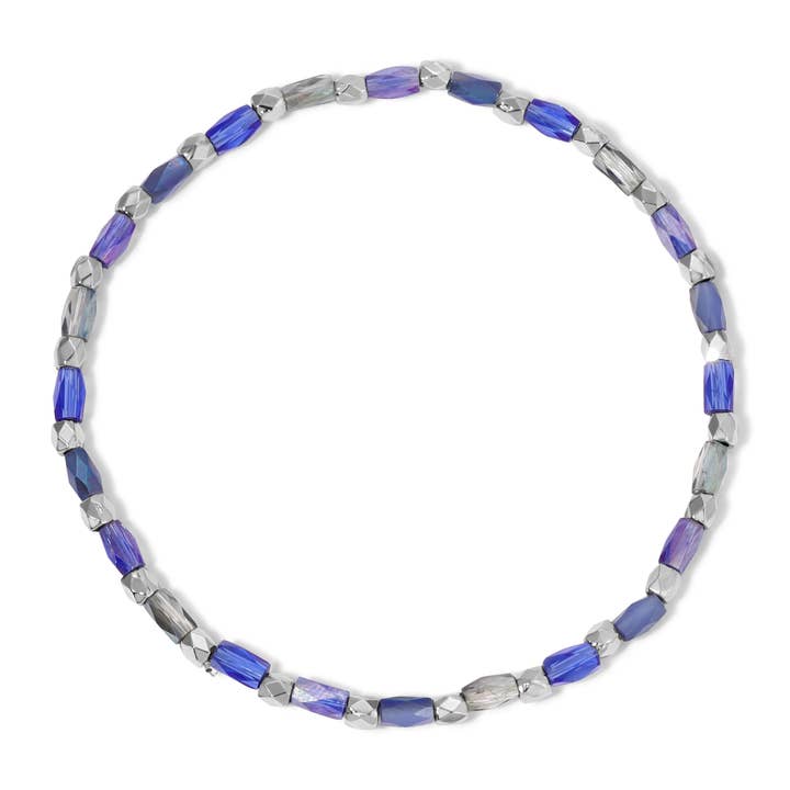 My Fun Colors - Wholesale Beaded bracelet - Crystal Mix Bead Stretch Bracelet | Marina Blue-Gray wSilver1