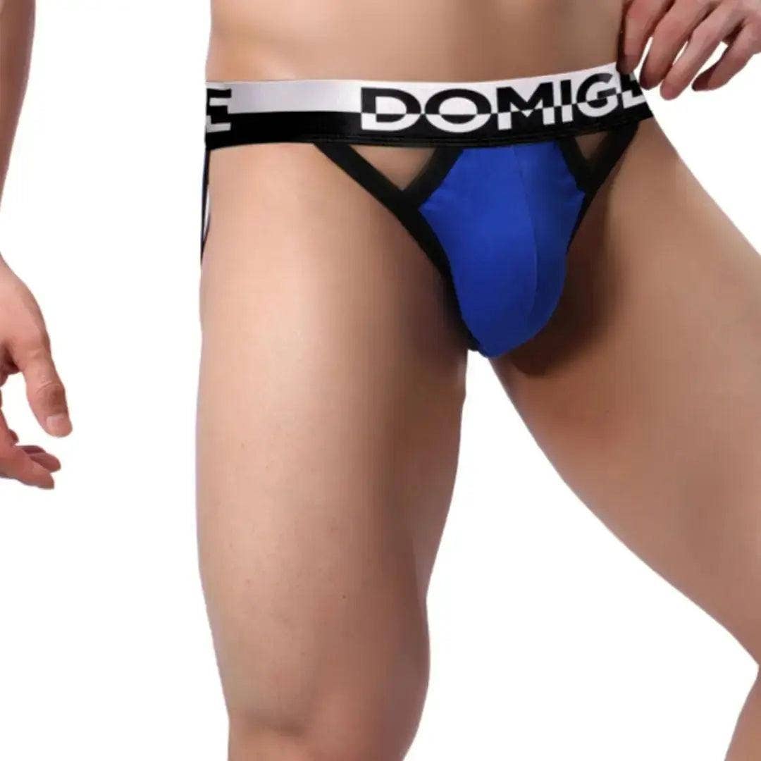 DomiGe - Wholesale Underwear - Men's - Men's Cotton Stretch Jockstraps with Silver Logo Waistband - Engineered Male Thongs12