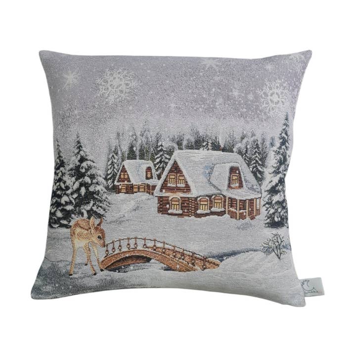 Winter Lurex Christmas Pillowcase in Gobelin for wholesale by Lunaria Lab
