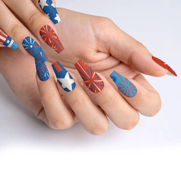 FYNE BODY - Wholesale Press-on/fake nails - Glitter Beam 4th of July Press-On Nails29