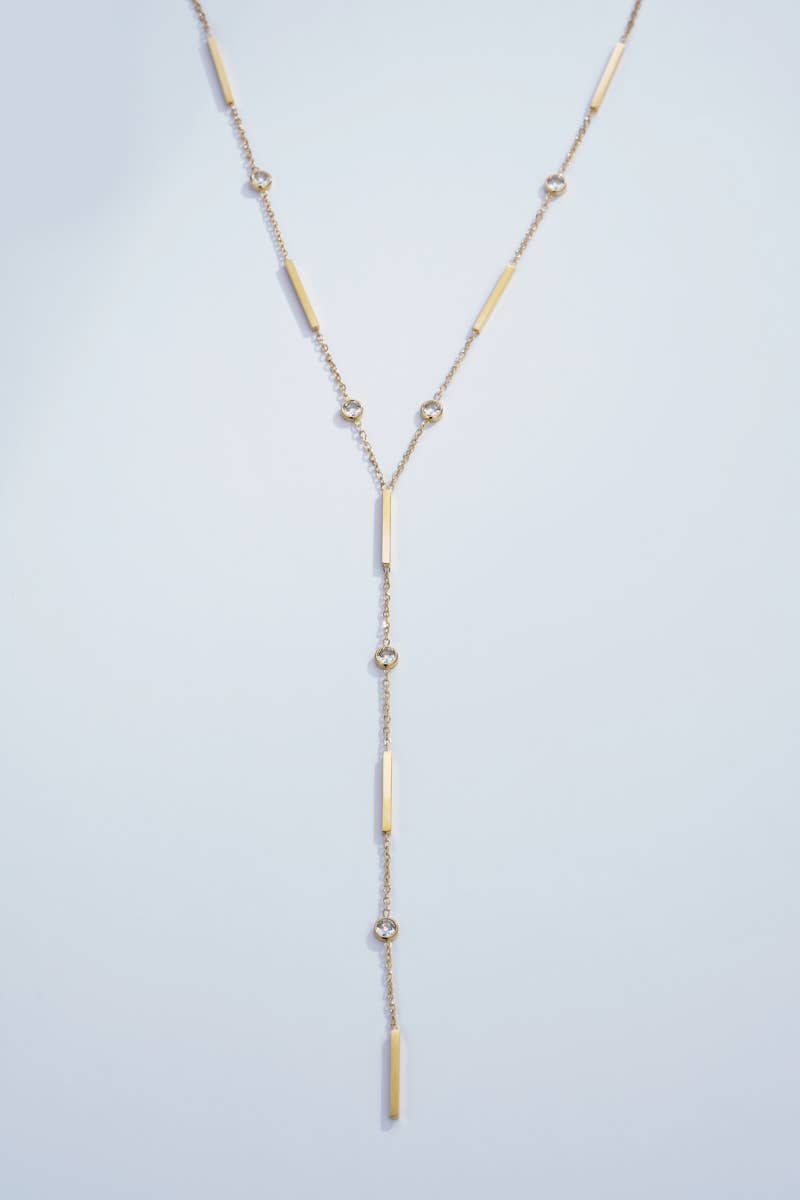 BYREN | ÉLINE L'ATELIER - Wholesale Pendant/Charm Necklace - 224AQ10 stainless steel rhinestone Y necklace0