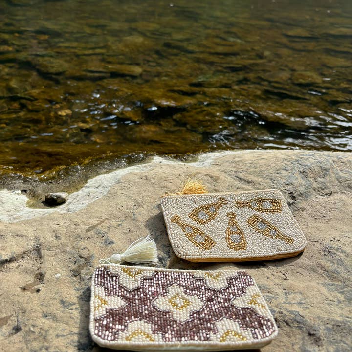 Muno – Engroshandel Møntpung - Unisex – Håndlavet Perlebesat Champagnepose * Gave *2