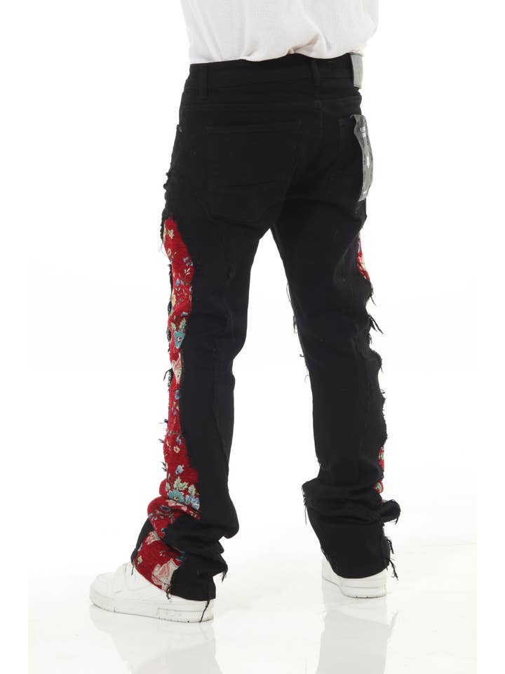 Stylo - Wholesale Jeans - Men's - Blk/Red Denim Tapestry Stack5